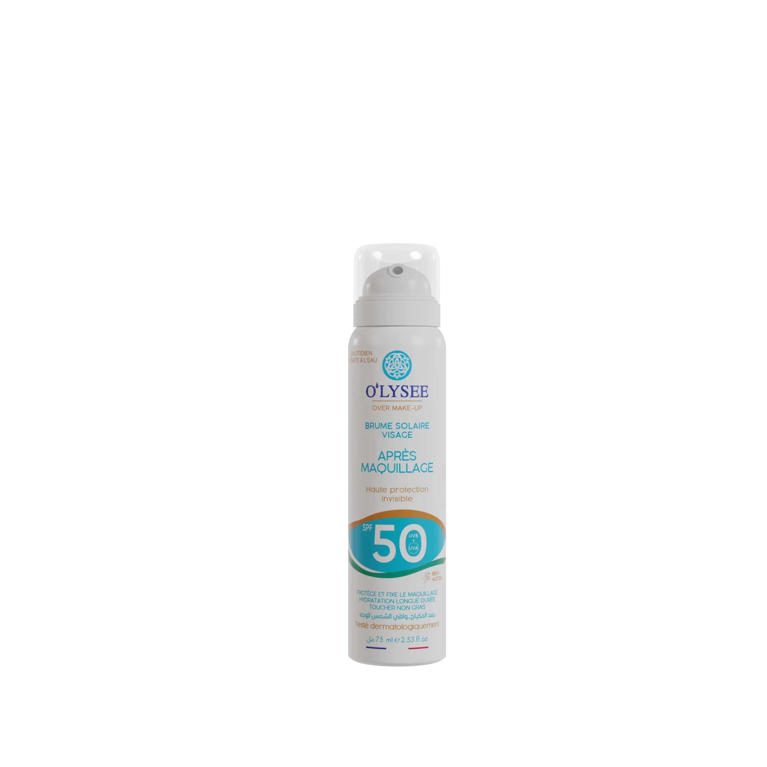 Overmakeup Brume Solaire Visage SPF 50 – Après Maquillage – Image 1